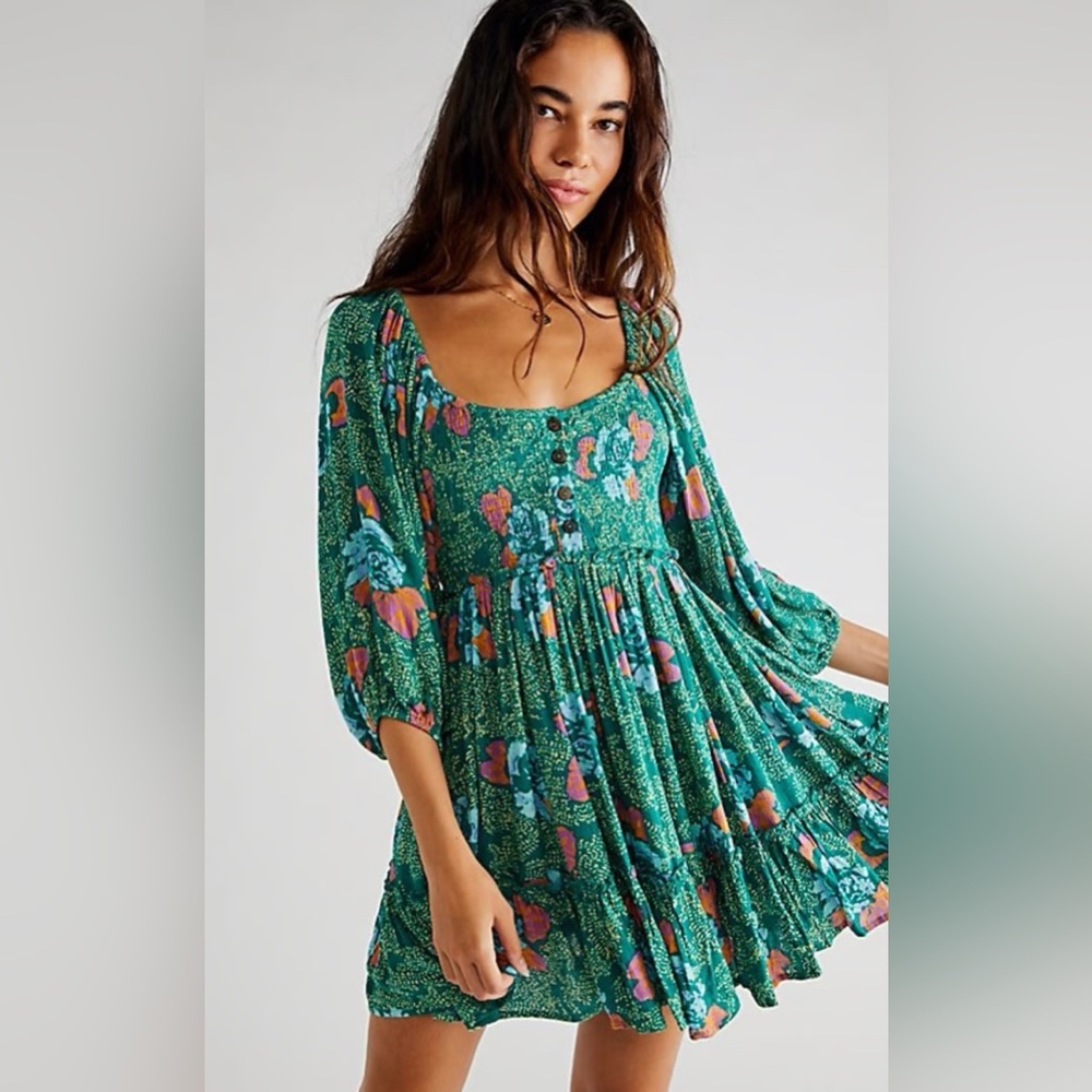 Free people green endless summer picnic Mini Dress